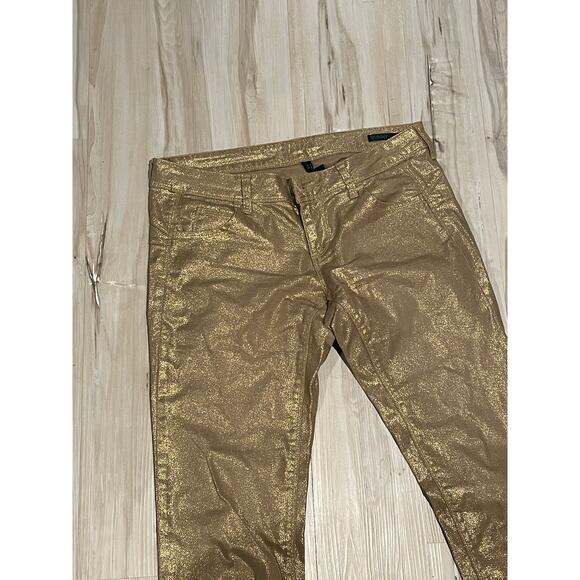 Benetton gold metallic skinny jeans size 31 - Picture 2 of 6